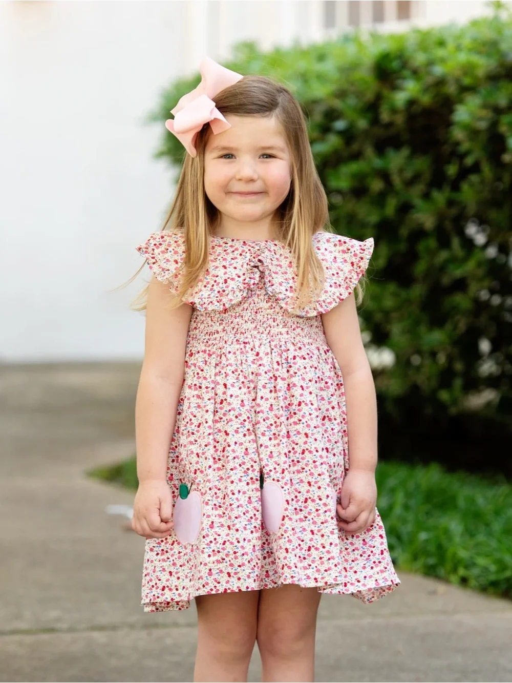 Back to school! Cecil & Lou Pink Liberty Applique Apple Dress &bloomers 🍎